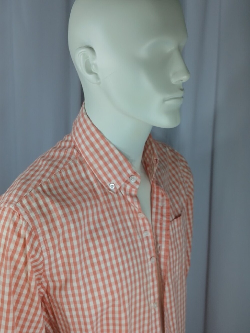 Johnnie O mens large pink or coral gingham long sleeve cotton shirt - Picture 8 of 9